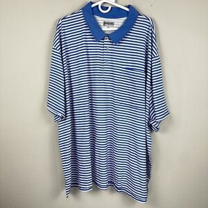 Haband Quality & Comfort Polo Shirt Men Size 4XL Blue White Short Sleeve Striped